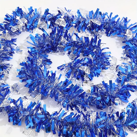 Chanukah - Decor - Celebration Garland - 1pc, Festive Blue & White Decorative Garland