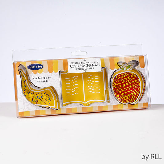 RH - Kitchen: Set of three Rosh Hashanah, stainless steel cookie cutters