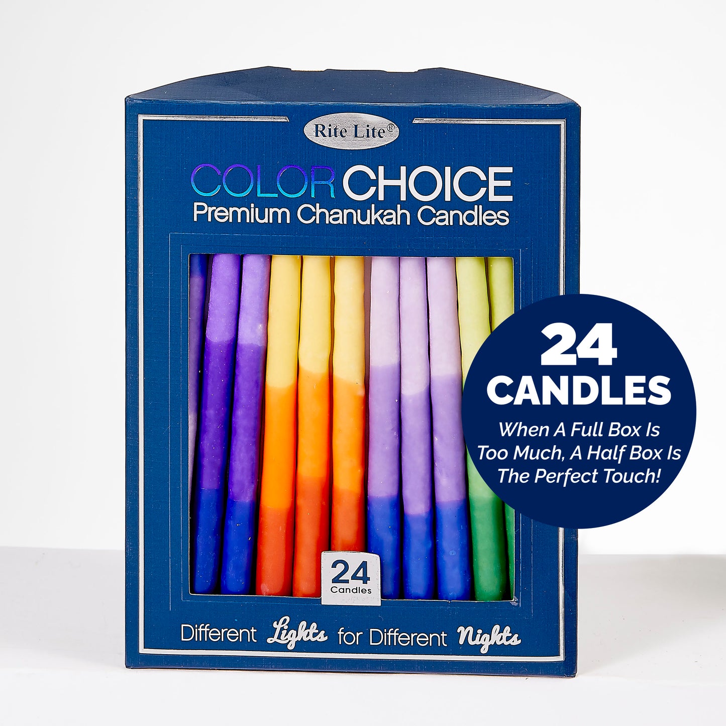 Chanukah - Candles 24pcs Color Choice Multi Tri-Color