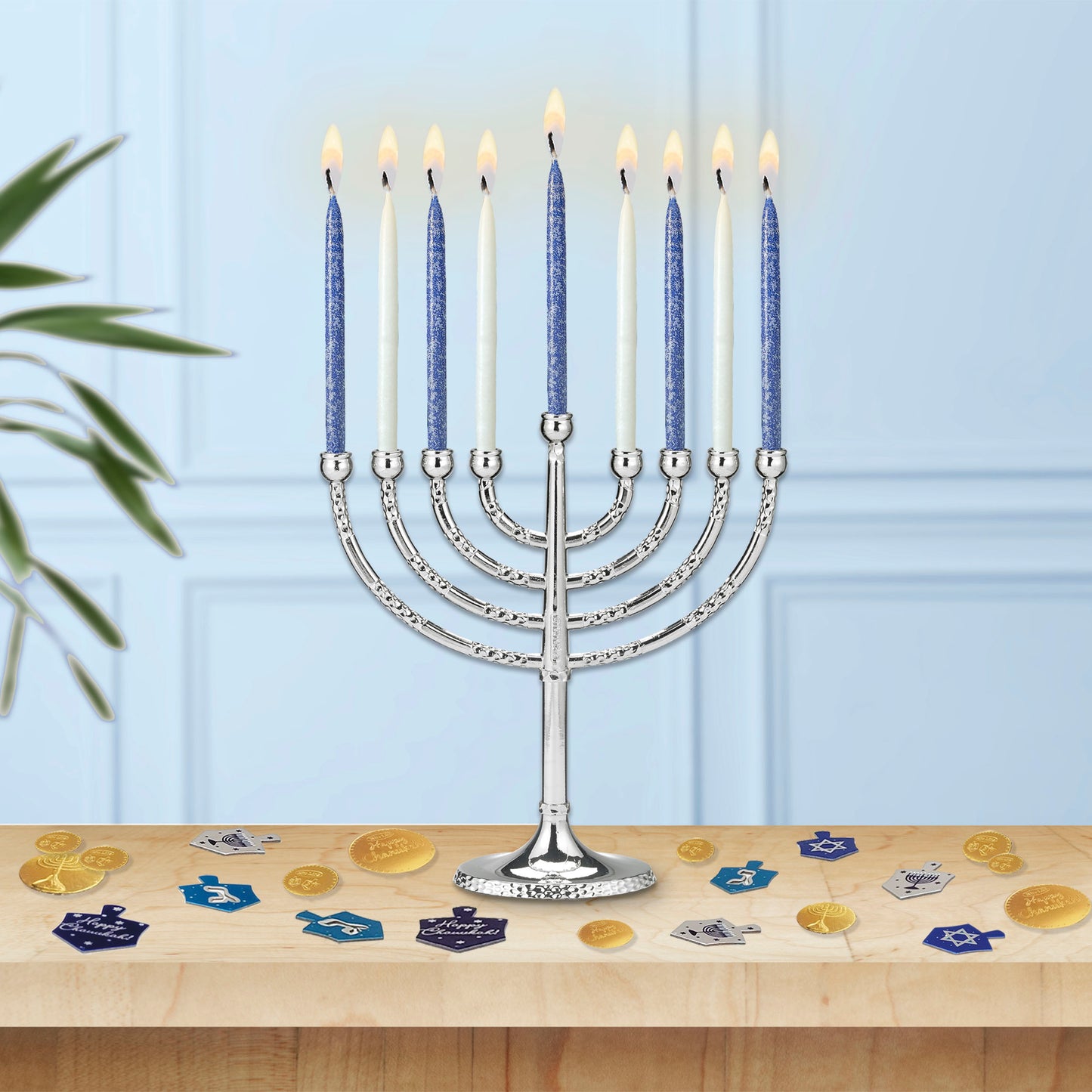 Chanukah - Candles 45pcs Frosted Blue and White