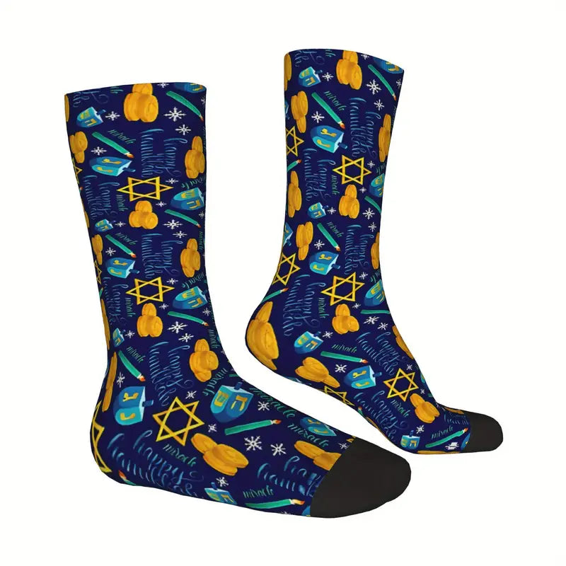 Chanukah - Clothing Socks Men's Novelty Compression Socks - Funny Hanukkah & Vintage Harajuku