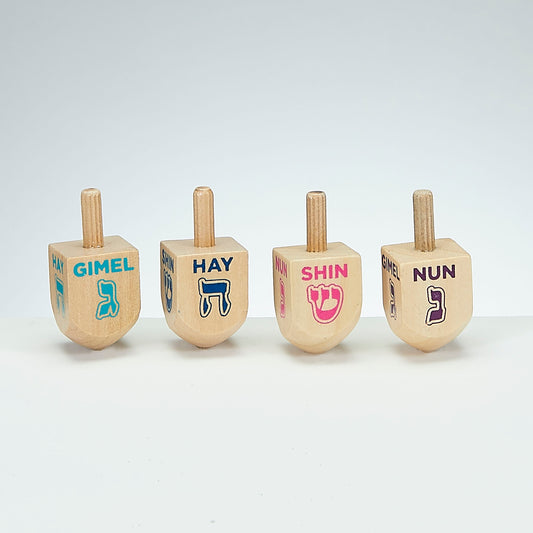 Chanukah, Dreidel, Small Natural Wood