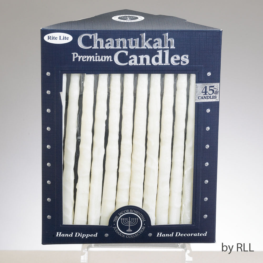 Chanukah - Candles 45pcs Frosted White on White