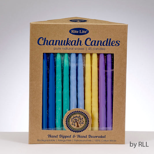 Chanukah - Candles 45pcs Multi Color Pure Vegetable Wax