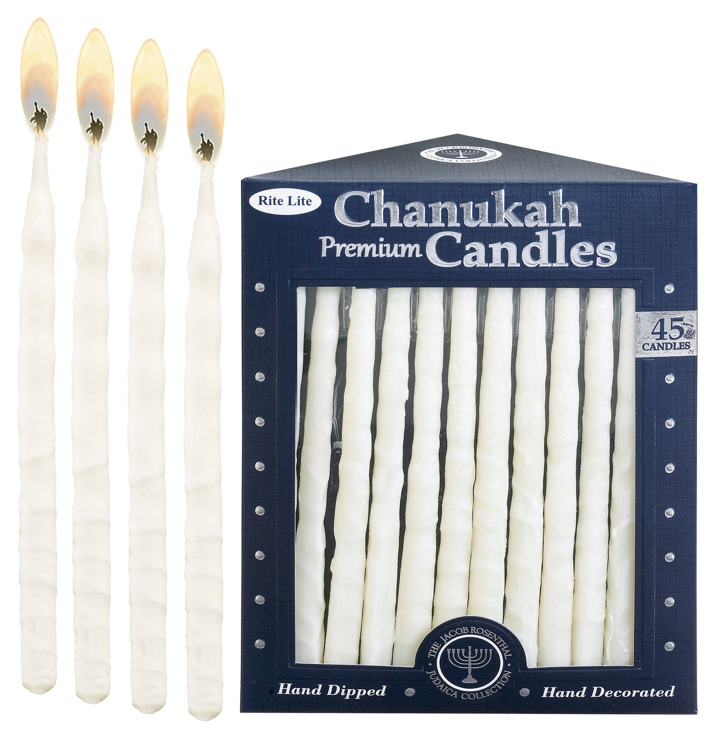 Chanukah - Candles 45pcs Frosted White on White