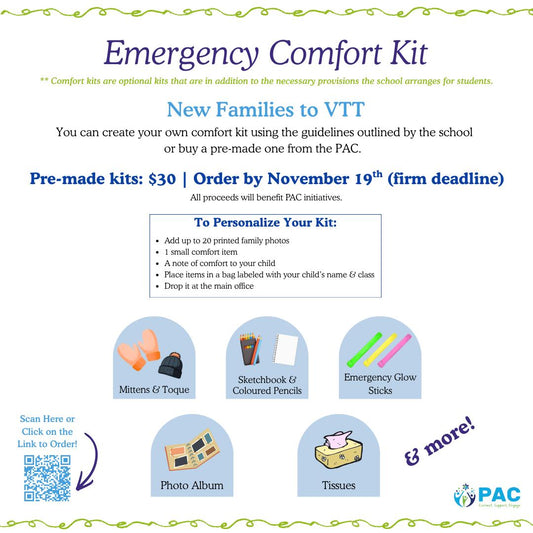 VTT Earthquake Comfort Kits (New Families)