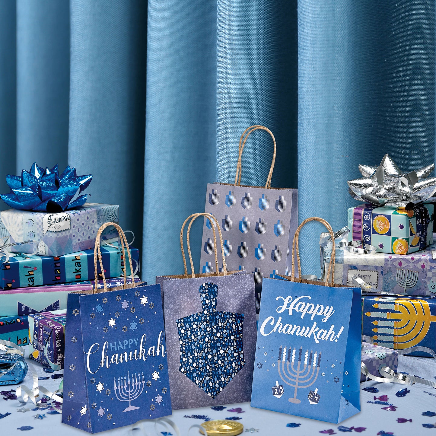 Chanukah - Decor, Kraft Gift Bags, Set of 4